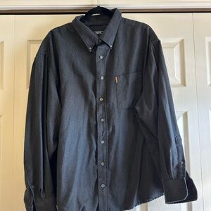 Izod Men's Black Casual Button Down Shirt